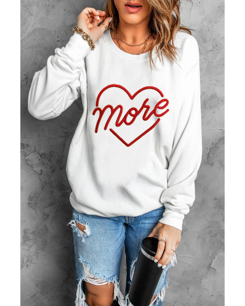 Azura Exchange Embroidered Pullover Sweatshirt with Heart Shaped Details - S - NuSea