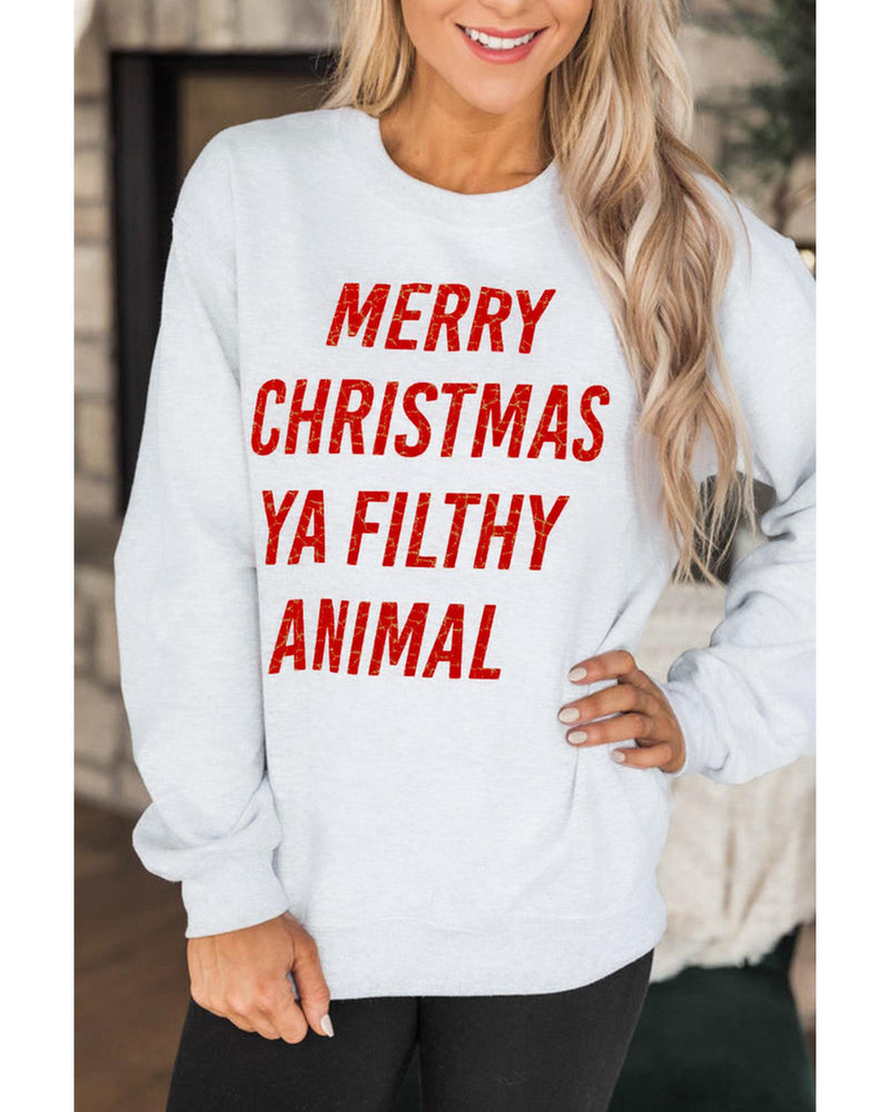Azura Exchange Graphic Sweatshirt - Merry Christmas Ya Filthy Animal - L - NuSea