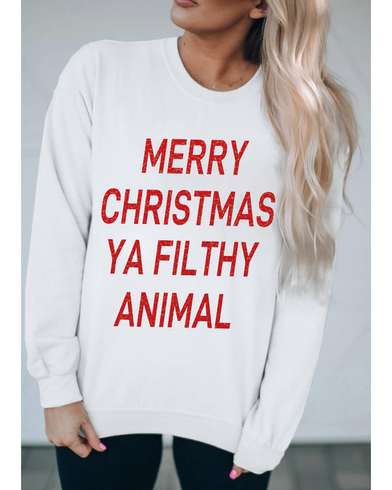 Azura Exchange Graphic Sweatshirt - Merry Christmas Ya Filthy Animal - L - NuSea