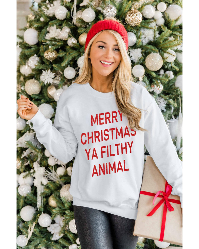 Azura Exchange Graphic Sweatshirt - Merry Christmas Ya Filthy Animal - L - NuSea