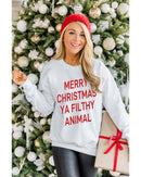 Azura Exchange Graphic Sweatshirt - Merry Christmas Ya Filthy Animal - M - NuSea