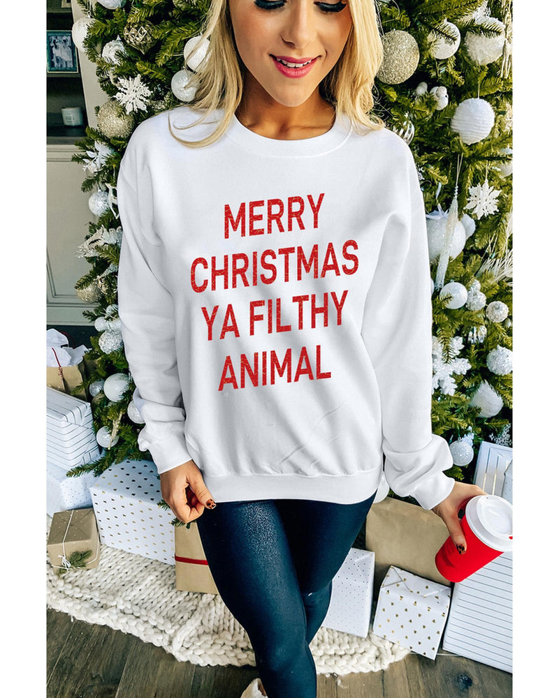 Azura Exchange Graphic Sweatshirt - Merry Christmas Ya Filthy Animal - M - NuSea