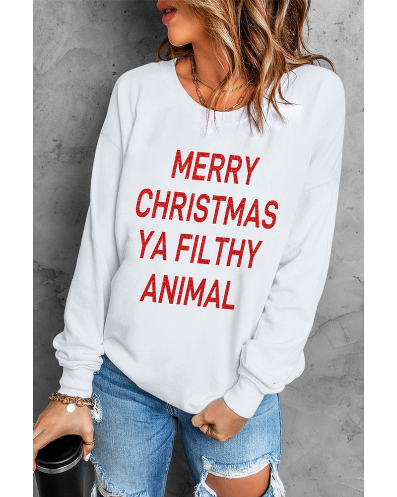 Azura Exchange Graphic Sweatshirt - Merry Christmas Ya Filthy Animal - XL - NuSea