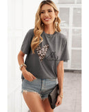 Azura Exchange Leopard Heart Shape Print Short Sleeve T - shirt - L - NuSea