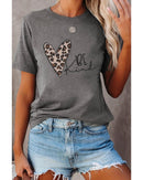 Azura Exchange Leopard Heart Shape Print Short Sleeve T - shirt - S - NuSea