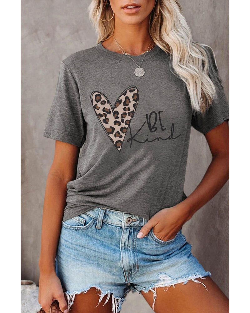 Azura Exchange Leopard Heart Shape Print Short Sleeve T - shirt - XL - NuSea