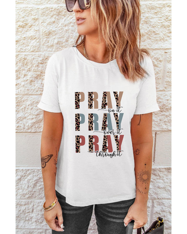 Azura Exchange Leopard Letter Print Short Sleeve T - shirt - S - NuSea