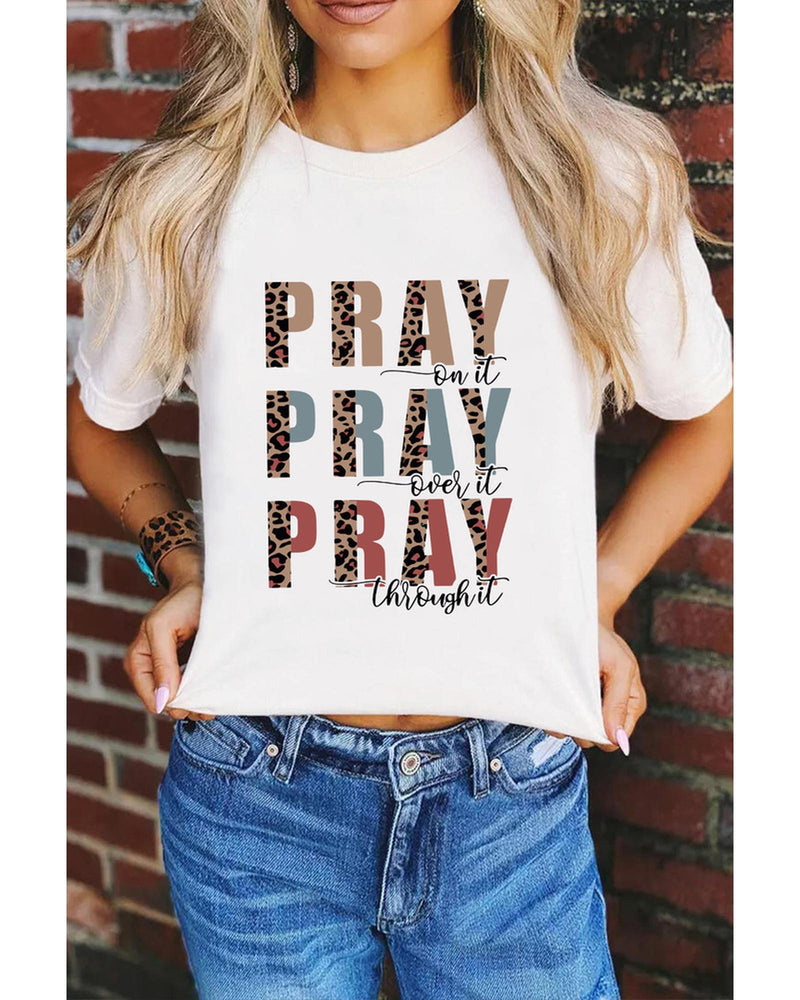 Azura Exchange Leopard Letter Print Short Sleeve T - shirt - S - NuSea