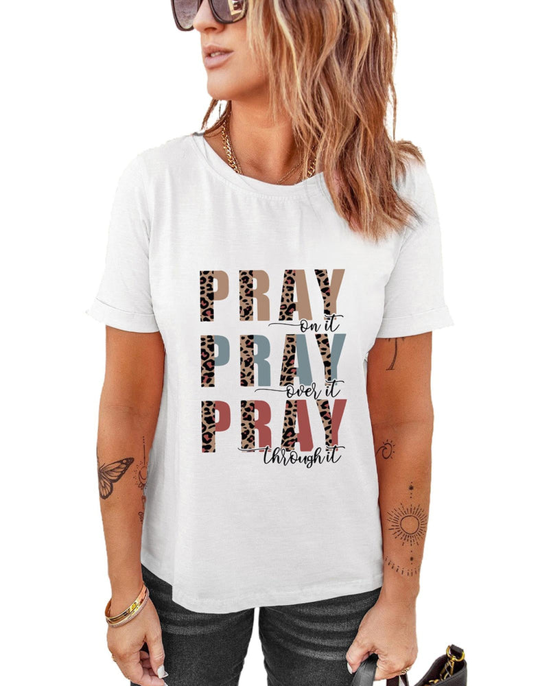 Azura Exchange Leopard Letter Print Short Sleeve T - shirt - S - NuSea