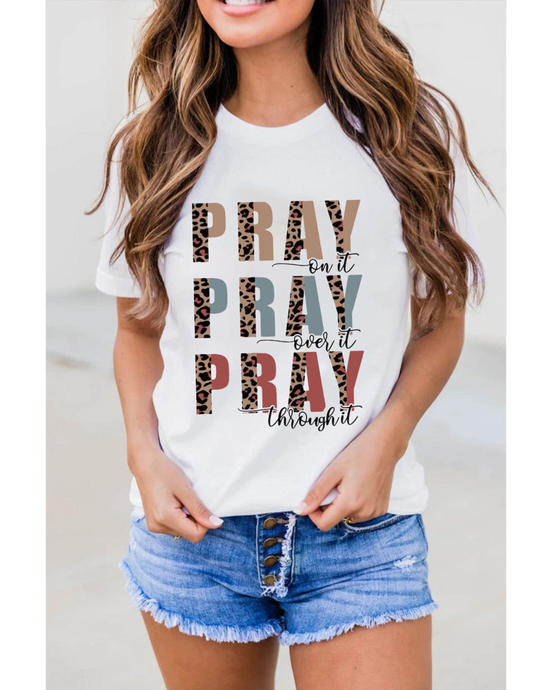 Azura Exchange Leopard Letter Print Short Sleeve T - shirt - S - NuSea