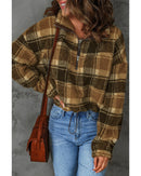 Azura Exchange Plaid Pattern Fleece Sweatshirt with Zip Collar - 2XL - NuSea