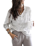 Azura Exchange Relaxed Rib Knit Long Sleeve Henley Top - M - NuSea
