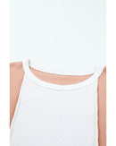 Azura Exchange Short Sleeve Rib Knit Top with Colorblock Stitching - S - NuSea
