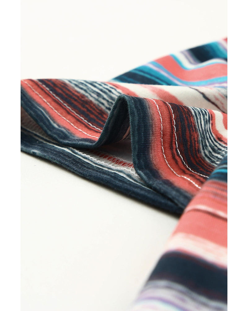 Azura Exchange Striped Crisscross Neck Short Sleeve Top - L - NuSea