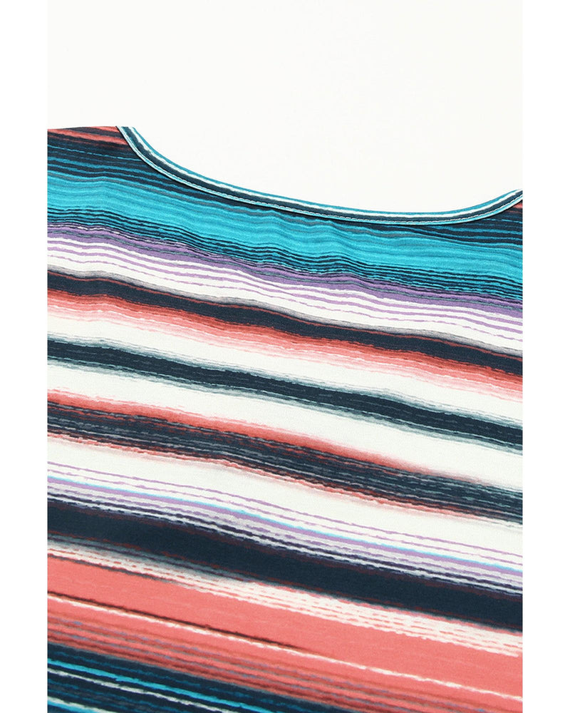 Azura Exchange Striped Crisscross Neck Short Sleeve Top - M - NuSea