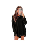 Azura Exchange Waffle Knit Oversized Black Top - S - NuSea