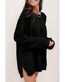 Azura Exchange Waffle Knit Oversized Black Top - S - NuSea