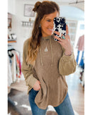 Azura Exchange Waffled Expose Seam Drawstring Hoodie - L - NuSea