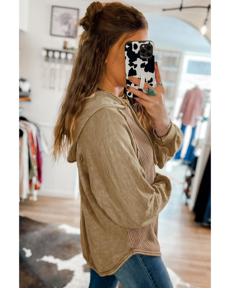 Azura Exchange Waffled Expose Seam Drawstring Hoodie - S - NuSea