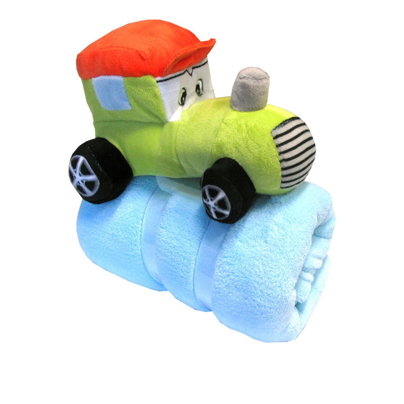 Baby Blue Blanket with Toy Tractor - NuSea