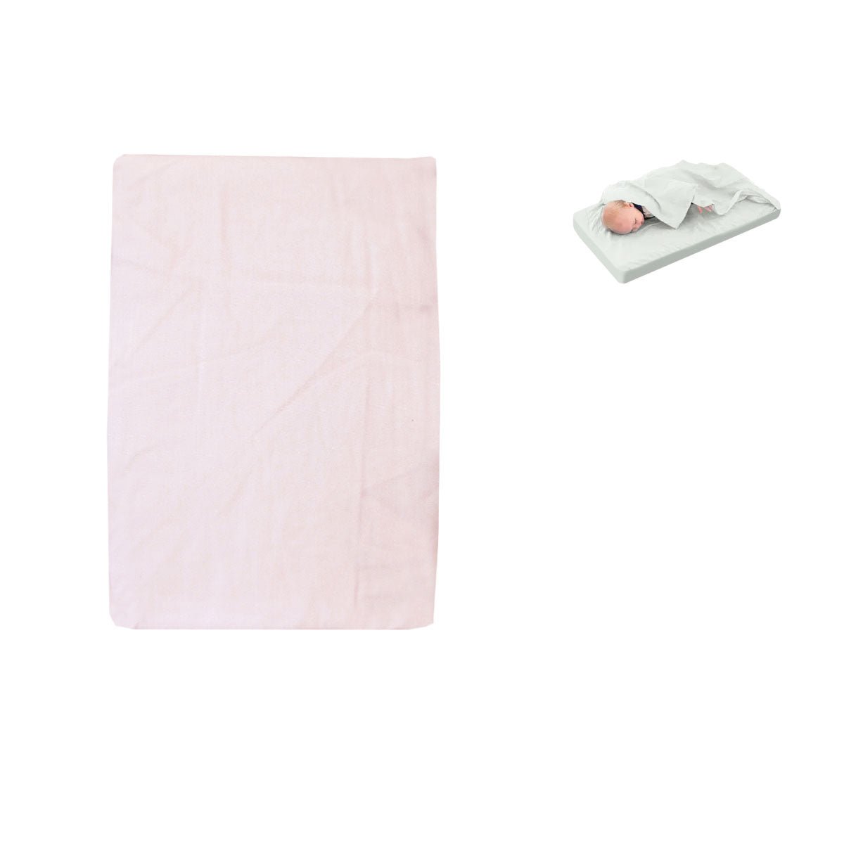 Baby Pink Bassinet Fitted Sheet with a Flat Sheet Sewed Attached - NuSea