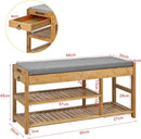 Bamboo Shoe Bench Drawers Lift Top - NuSea