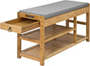 Bamboo Shoe Bench Drawers Lift Top - NuSea