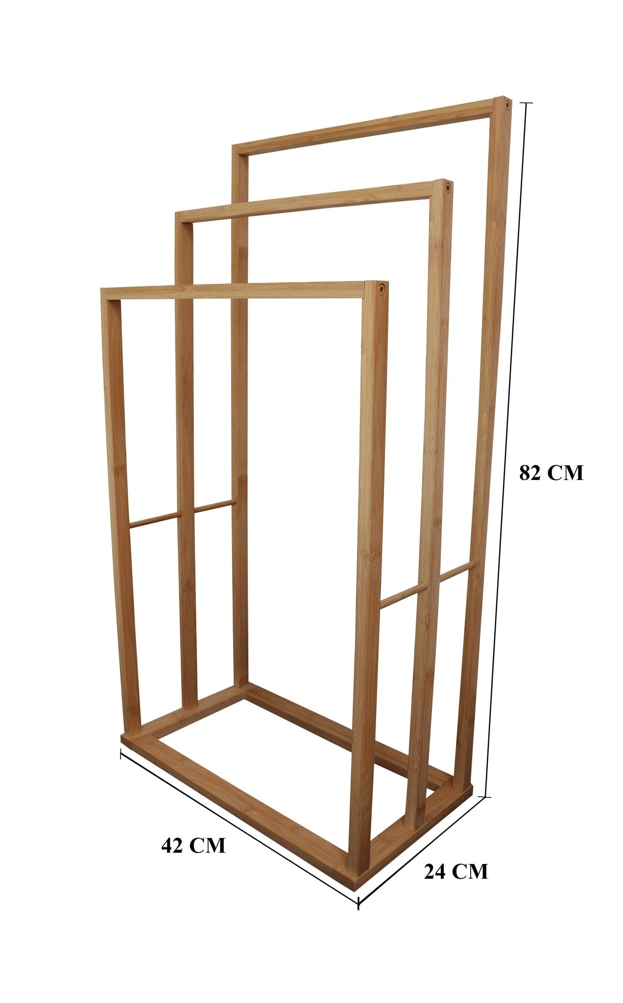 Bamboo Towel Bar Holder Rack 3 - Tier Freestanding for Bathroom and Bedroom - NuSea