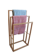 Bamboo Towel Bar Holder Rack 3 - Tier Freestanding for Bathroom and Bedroom - NuSea