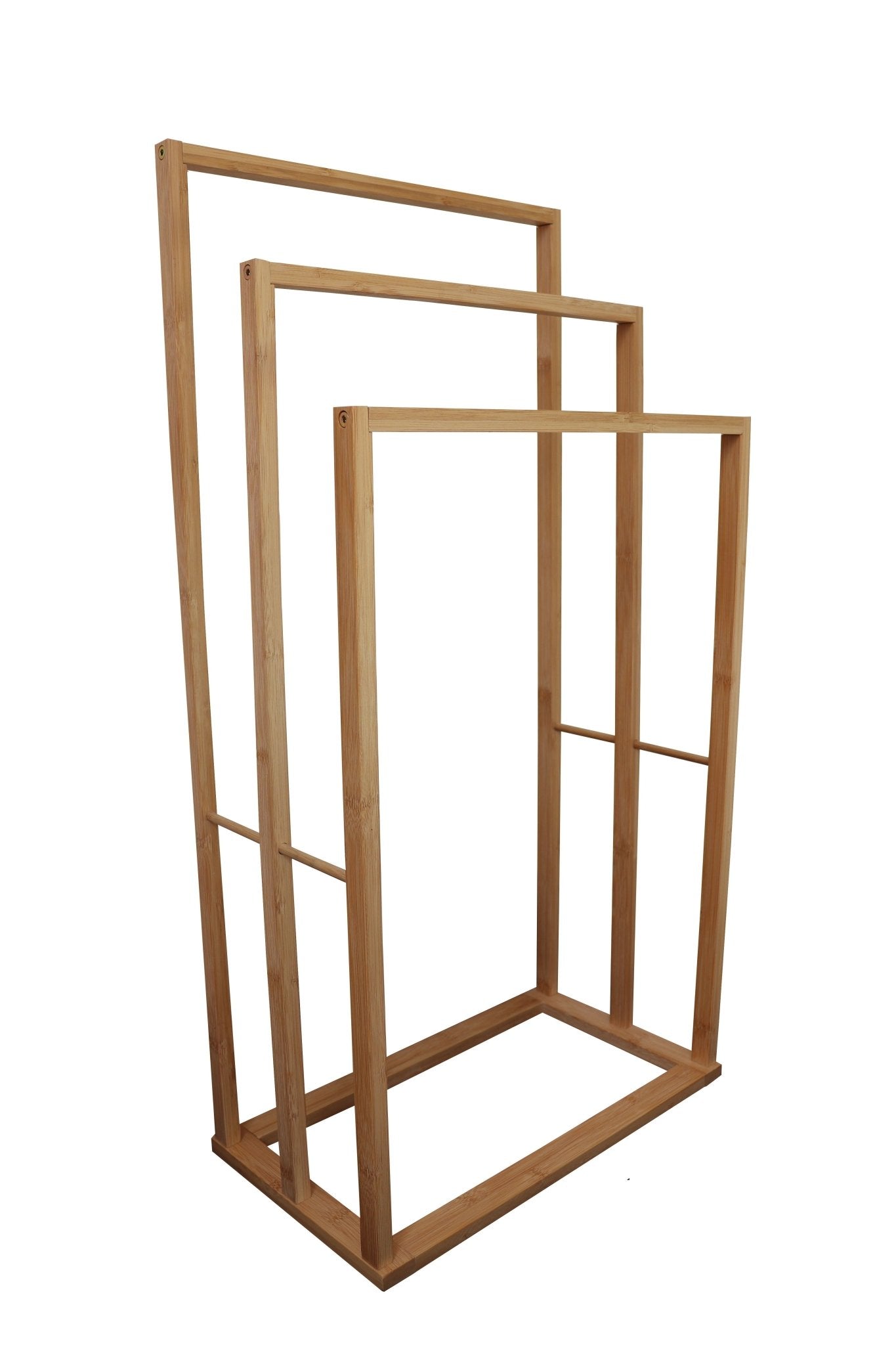 Bamboo Towel Bar Holder Rack 3 - Tier Freestanding for Bathroom and Bedroom - NuSea