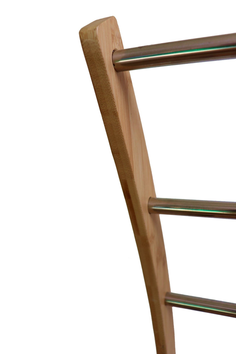 Bamboo Towel Bar Metal Holder Rack 3 - Tier Freestanding and Bottom shelf for Bathroom - NuSea