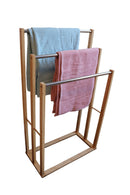 Bamboo Towel Bar Metal Holder Rack 3 - Tier Freestanding for Bathroom and Bedroom - NuSea