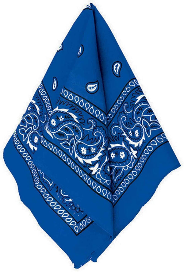 BANDANA Paisley 100% COTTON Head Wrap Durag Bandanna Summer Biker Scarf Mask - Blue - NuSea