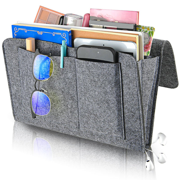 Bed Organiser Bed Caddy Sofa Organiser Bedside Organiser Book Magazines Organiser Grey - NuSea