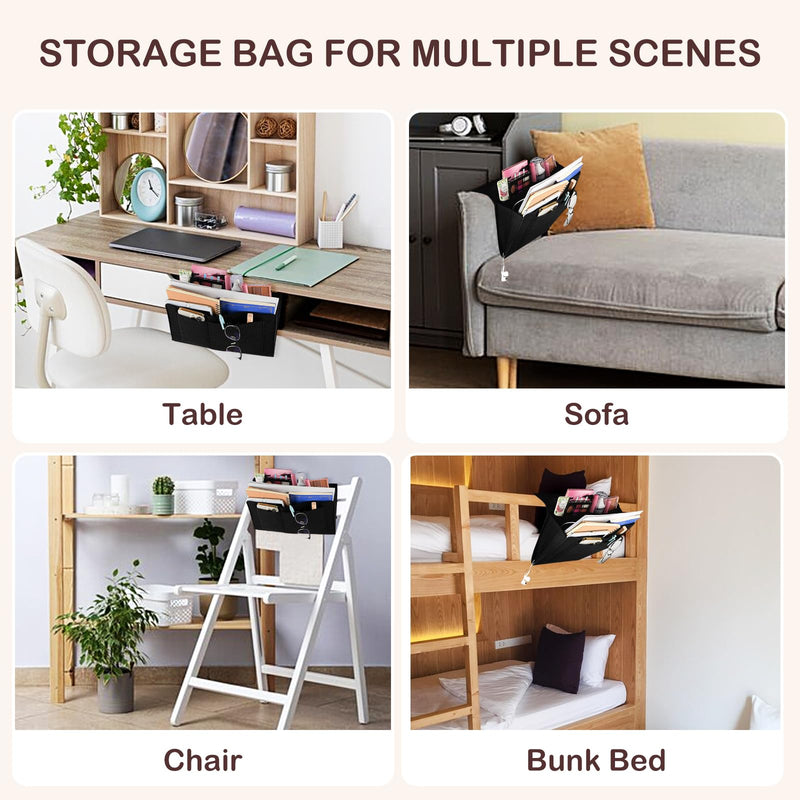 Bed Organiser Bedside Caddy Sofa Organiserd Book Magazines Organiser Black - NuSea