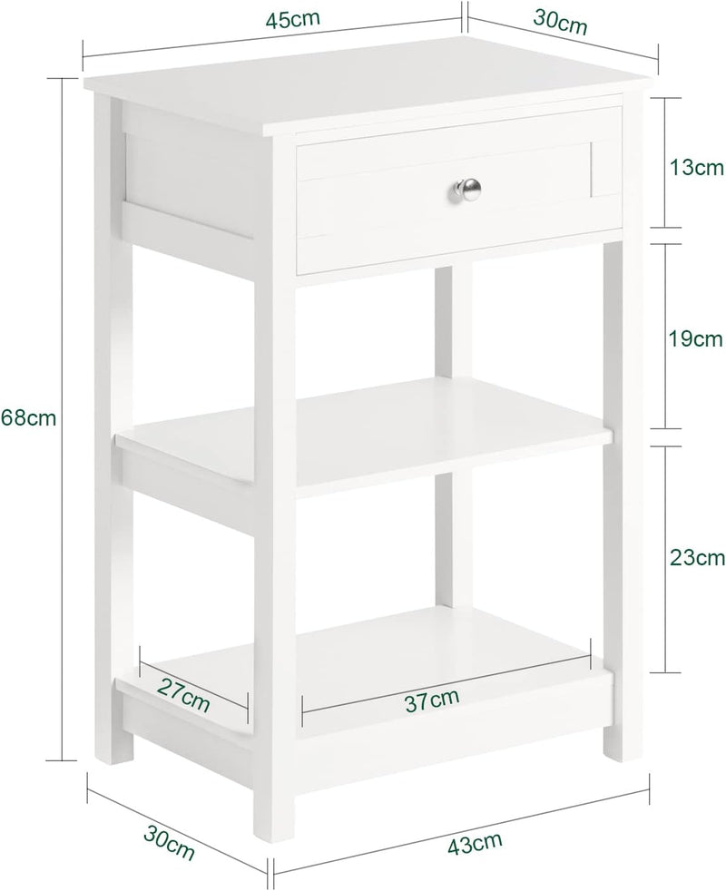 Bedside Table with Drawer Shelves - NuSea