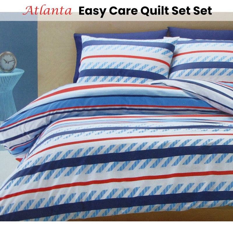 Belmondo Atlanta Striped Easy Care Quilt Cover Set King - NuSea
