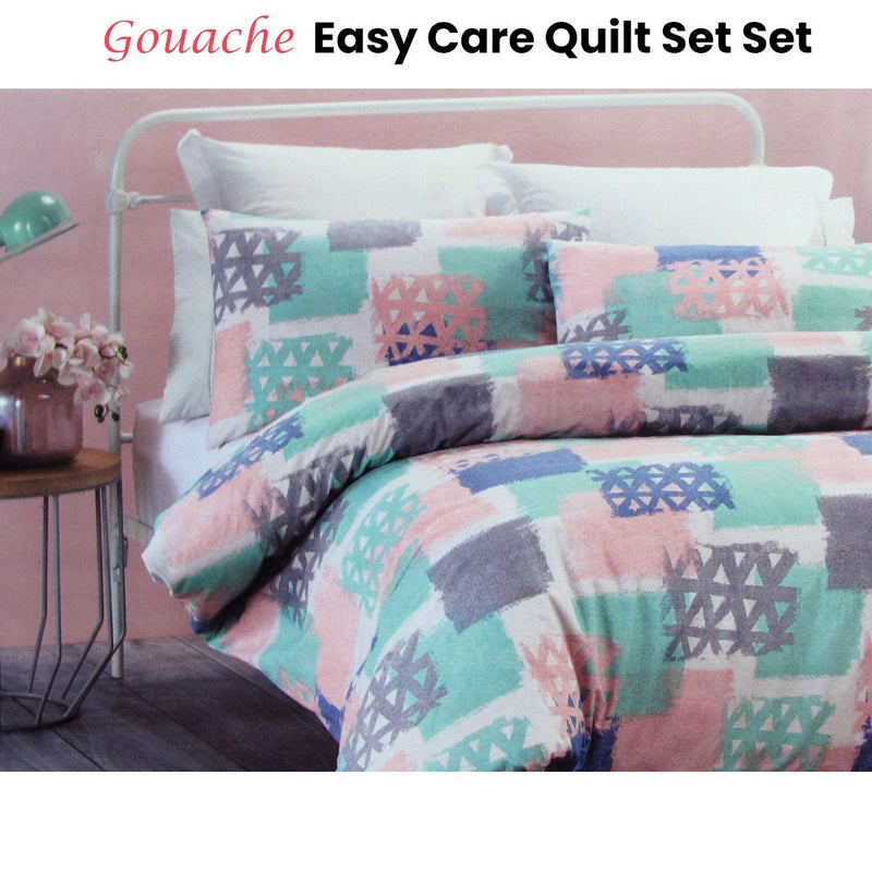 Belmondo Gouache Niro Easy Care Quilt Cover Set Queen - NuSea