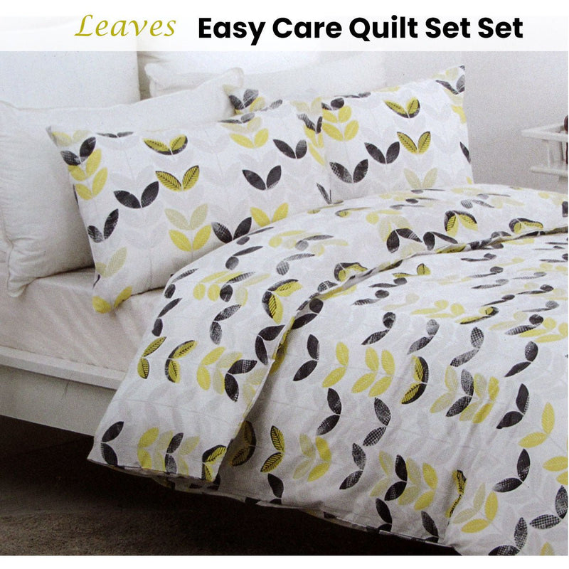 Belmondo Leaves Easy Care Quilt Cover Set Queen - NuSea