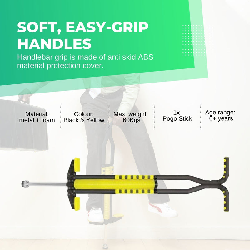 Black and Yellow Pogo Stick - Adult + Childrens Large Jumping Jackhammer Toy - NuSea