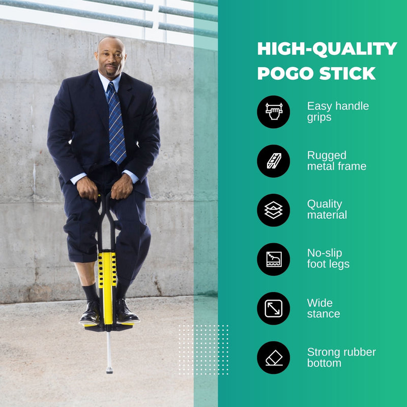 Black and Yellow Pogo Stick - Adult + Childrens Large Jumping Jackhammer Toy - NuSea