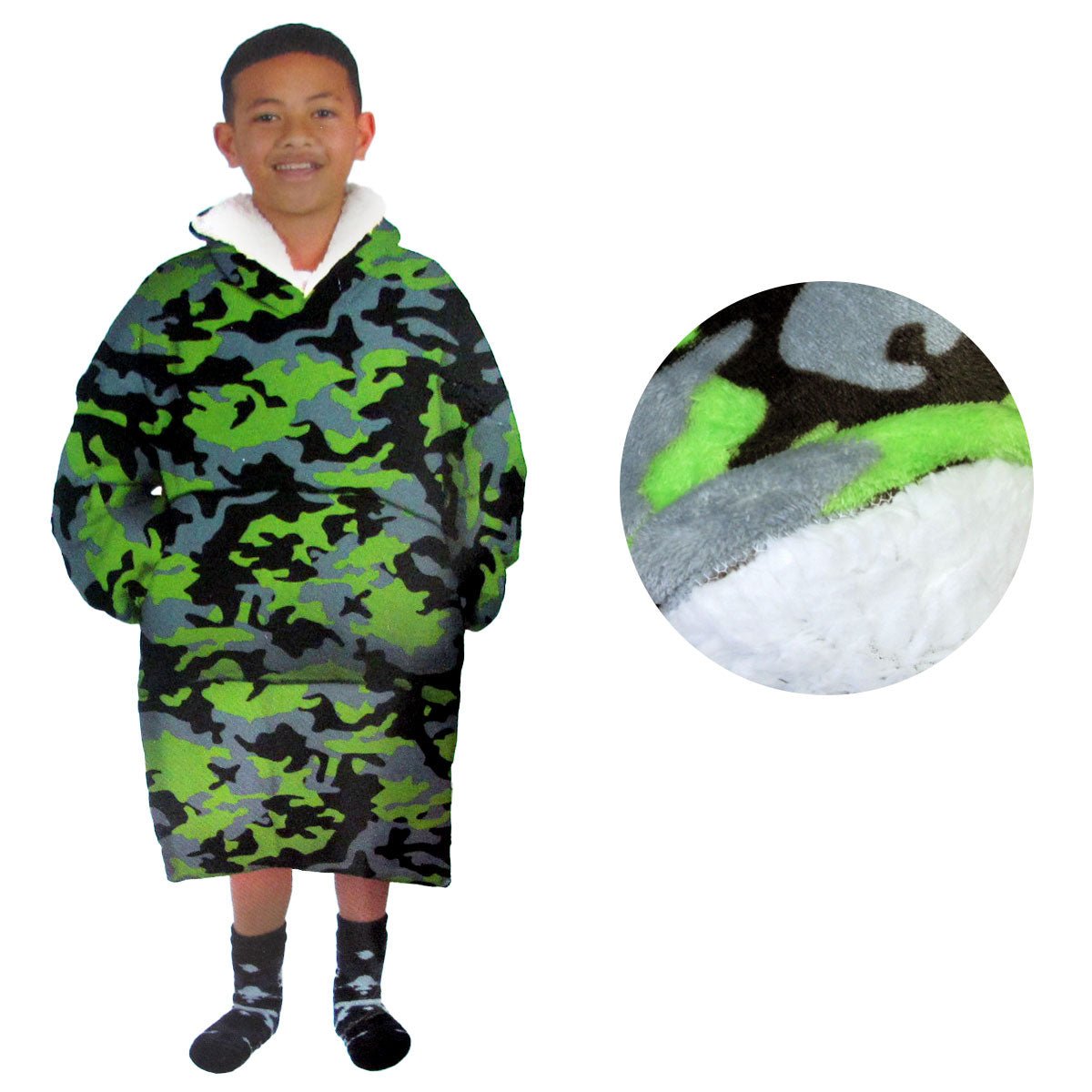 Blanket Hoodie with Sherpa Reverse Green Camouflage - NuSea