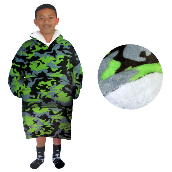 Blanket Hoodie with Sherpa Reverse Green Camouflage - NuSea