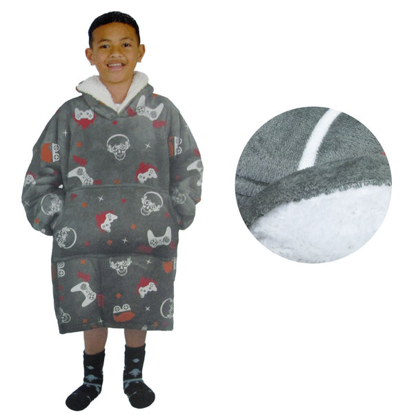 Blanket Hoodie with Sherpa Reverse Grey Gamers - NuSea