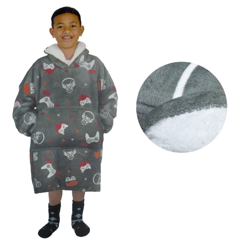 Blanket Hoodie with Sherpa Reverse Grey Gamers - NuSea