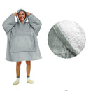 Blanket Hoodie with Sherpa Reverse Plain Silver - NuSea