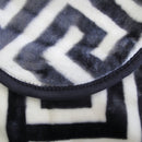 Bloomington 800GSM Greek Key Charcoal Winter Premium Quality 1 Ply Mink Blanket Double - NuSea
