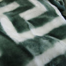 Bloomington 800GSM Greek Key Green Winter Premium Quality 1 Ply Mink Blanket Queen - NuSea