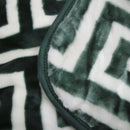 Bloomington 800GSM Greek Key Green Winter Premium Quality 1 Ply Mink Blanket Queen - NuSea