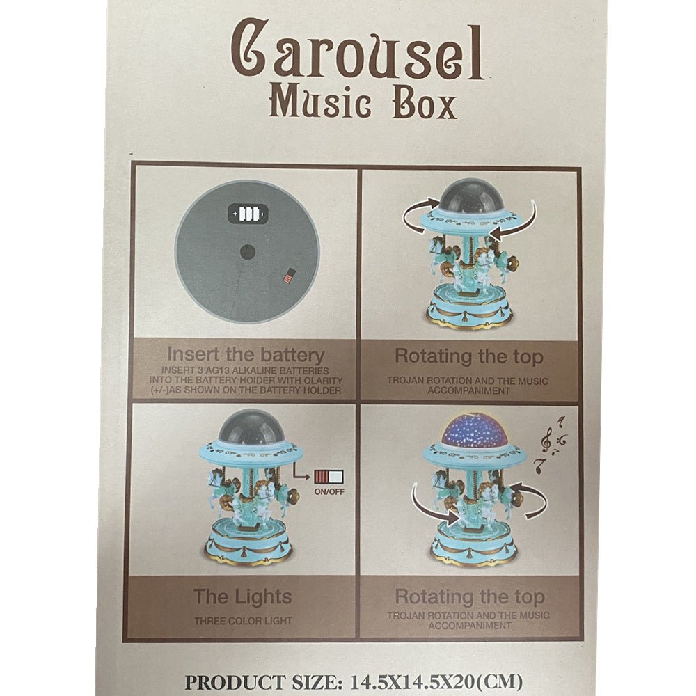 Blue Music Box Musical Carousel Horse LED Carousel Toy Child Birthday Xmas Gift - NuSea